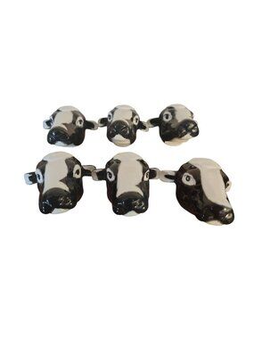 Vintage Set of 6 Cow Napkin Ring Holders, Bone China Holstein Philippines